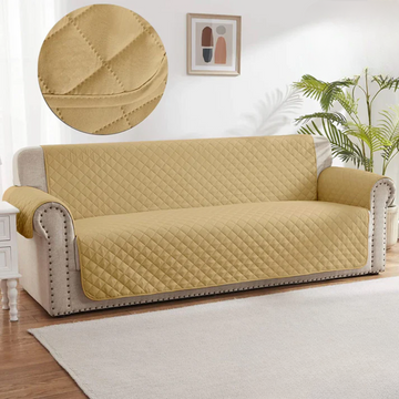 COTTON QUILTED SOFA RUNNER - SOFA COAT (BEIGE SKIN YELLOW)