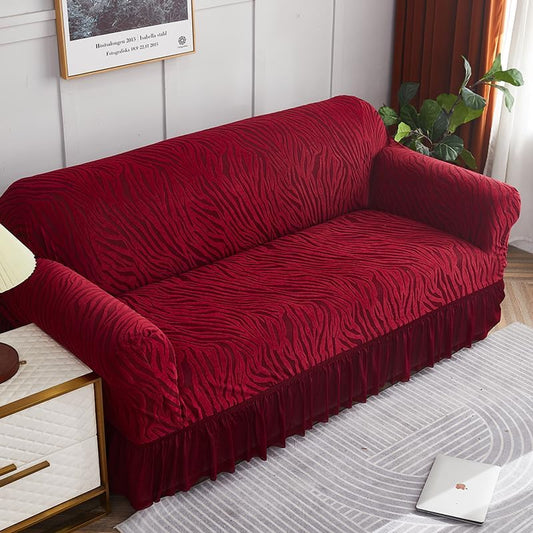 Zebra Sofa Cover - Maroon