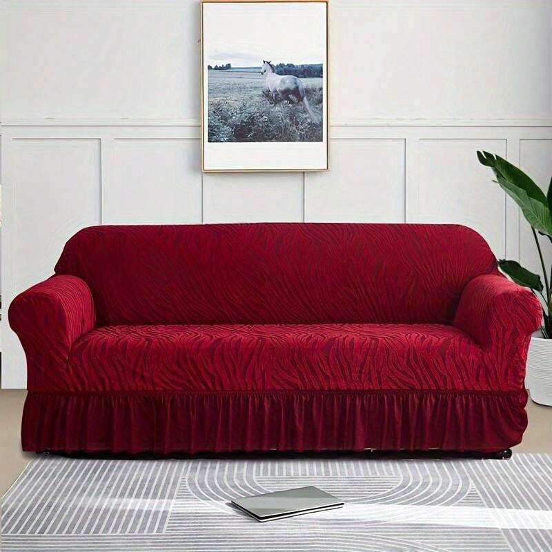 Zebra Sofa Cover - Maroon