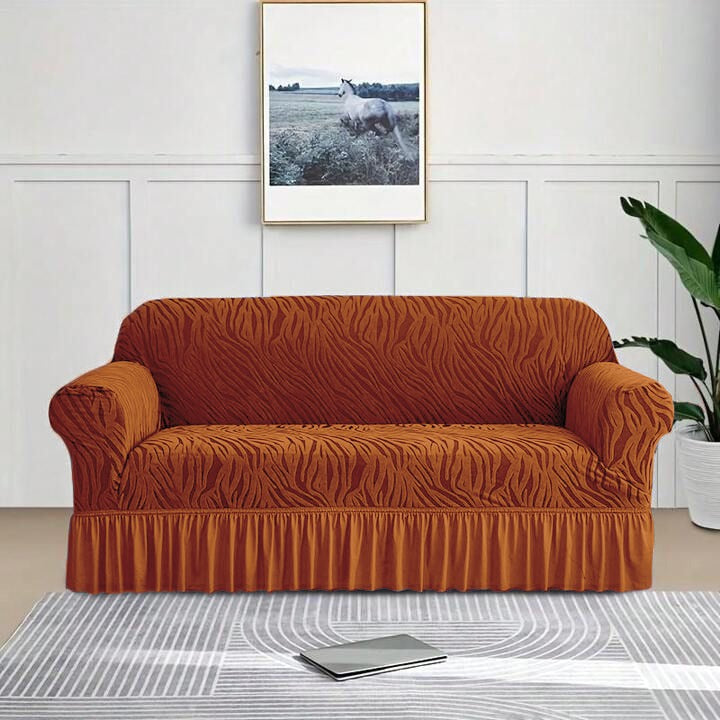 Zebra Sofa Cover - Copper Brown