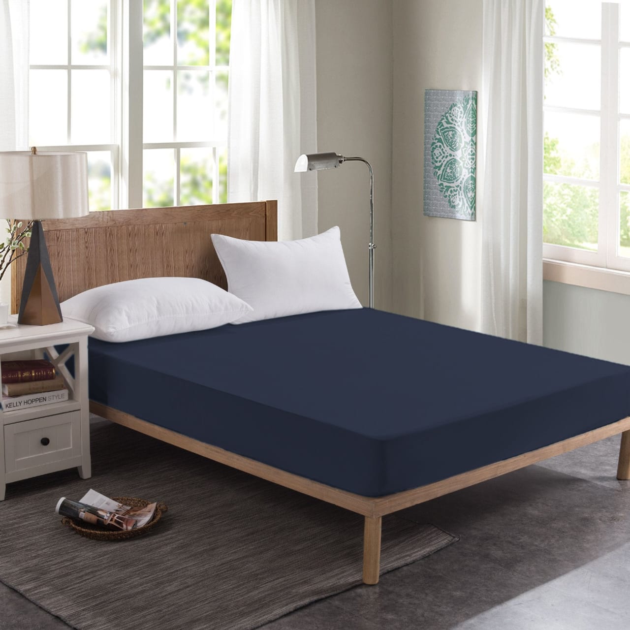 Terry Cotton Protector Blue Color Fitted Style