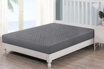 Quilted  Fitted Protector Double Bed-grey