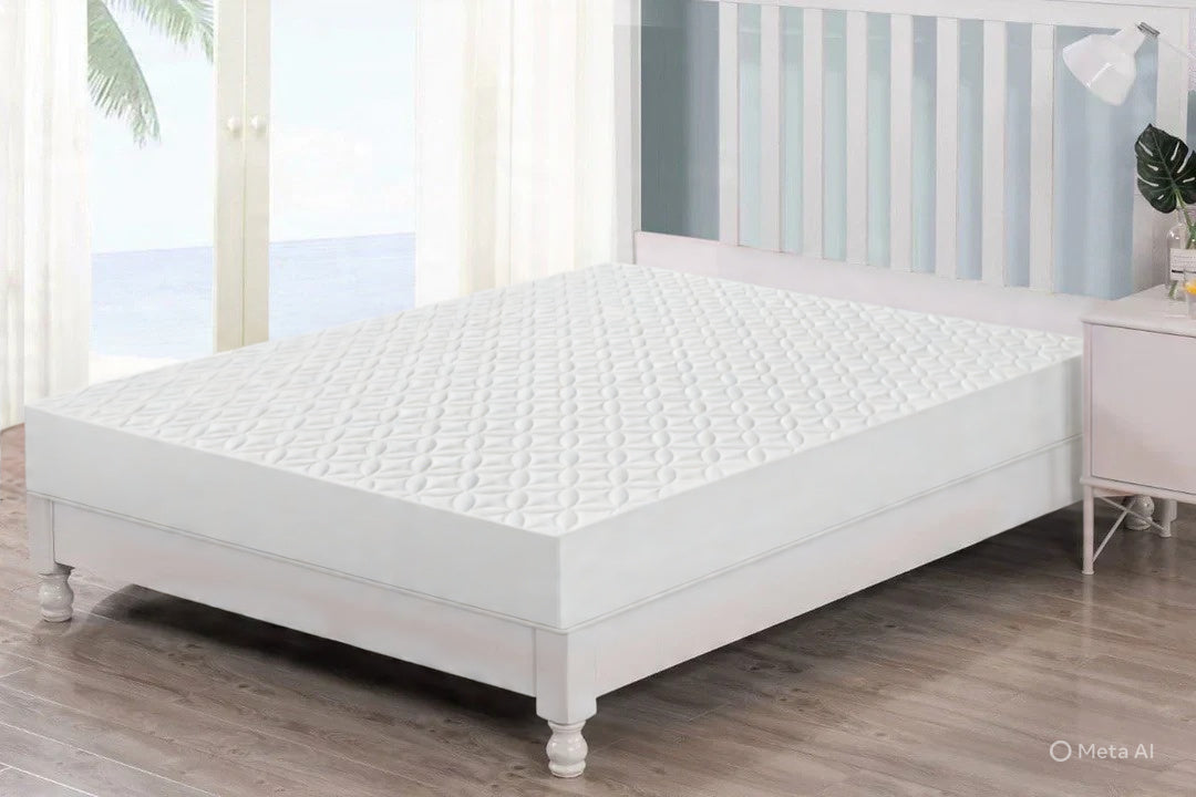 Quilted  Fitted Protector Double Bed-White